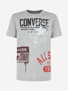 Футболка для мальчиков Converse Logo All Over Layout, Серый, размер 133