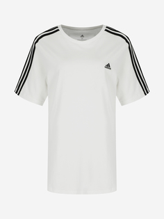 Футболка женская adidas Essentials Slim 3-Stripes, Plus Size, Белый, размер 54-56