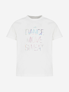 Футболка для девочек adidas Dance Metallic Print, Белый, размер 128