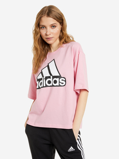 Футболка женская adidas Essentials Logo Cropped, Розовый, размер 42-44