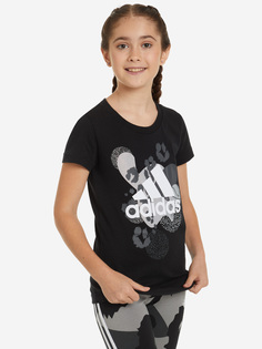 Футболка для девочек adidas Graphic, Черный, размер 128