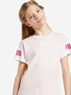 Футболка для девочек PUMA Power Colorblock, Розовый, размер 128
