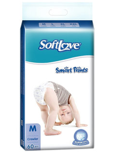 Подгузники Softlove Smart Pants M Трусики 6-9 кг 60шт P00114B-60