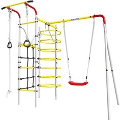 Детский спортивный комплекс Romana Космос + ПЛАСТИКОВЫЕ качели 103.21.05 красный/желтый/белый