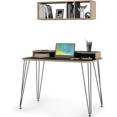 Комплект Моби Базис 3 стол компьютерный 12.66 + полка 09.127 цвет черный/дуб сонома Mobi