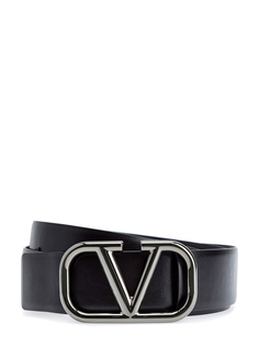 Однотонный кожаный ремень с литой пряжкой VLOGO Valentino Garavani