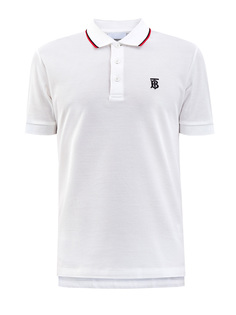 Поло из легкого пике с отделкой в полоску Icon Stripe Burberry