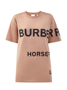 Хлопковая футболка-oversize с контрастным принтом Horseferry Burberry