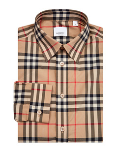 Хлопковая рубашка классического кроя в клетку Vintage Check Burberry