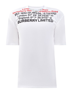 Объемная футболка с принтом в виде геолокации Burberry