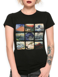 Футболка женская Dream Shirts Кацусика Хокусай - Картины черная L