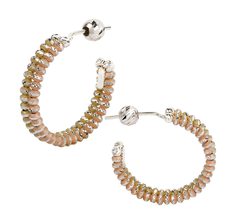 Серьги конго из серебра с эмалью Sugar SG01031-BEZHEVYJ-ROZOVYJ