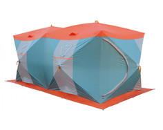 Палатка для рыбалки Митек Нельма Куб 4 Люкс Профи 4 места оранжево-бежевый/изумрудный