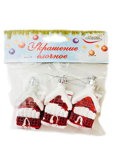 Елочные игрушки Магия праздника красные 5 см 3 шт