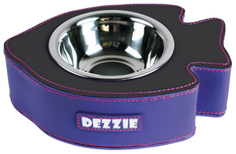 Одинарная миска для кошек DEZZIE Рыба, сталь, фиолетовый, черный, 0.125 л