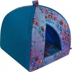 Домик для собак ZooExpress Дикие травы №1, голубой, фиолетовый, 38x38x40см