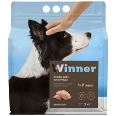 Сухой корм для собак Winner Adult, для средних пород, курица, 3кг +3кг