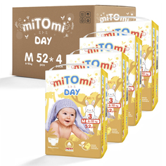 Подгузники-трусики miTOmi Day, размер 3/М (6-10 кг), 4 упак. по 52 шт.