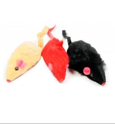 Мягкая игрушка для кошек Triol Мышь натуральный мех, разноцветный, 7.5 см, 3 шт