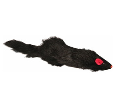 Игрушка-пищалка для кошек Triol Мышь, натуральный мех, черный, 14 см