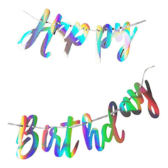 Гирлянда-буквы Пати Бум Happy birthday голография 200 см Патибум