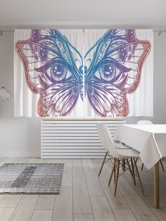 Шторы JoyArty с фотопечатью "Магические крылья бабочки" из сатена, 290х180 см