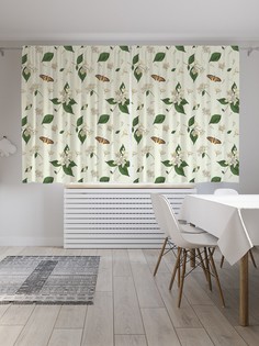 Шторы JoyArty с фотопечатью "Цветок и бабочка" из сатена, 290х180 см