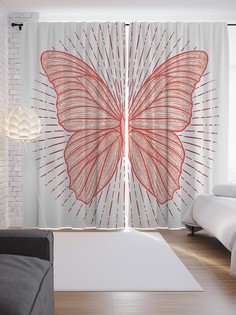 Шторы JoyArty с фотопечатью "Абрис бабочки" из сатена, 290х265 см