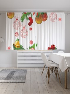 Шторы JoyArty с фотопечатью "Украшение елки на новый год" из сатена, 290х180 см
