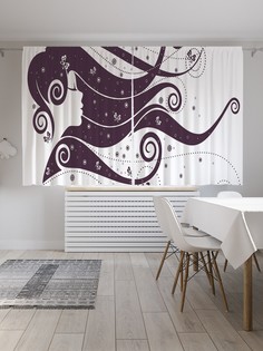 Шторы JoyArty с фотопечатью "Локоны в бабочках" из сатена, 290х180 см