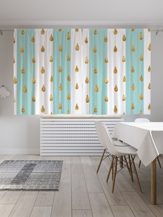 Шторы JoyArty с фотопечатью "Капли из золота" из сатена, 290х180 см