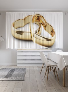 Шторы JoyArty с фотопечатью "Золотые сердечки" из сатена, 290х180 см