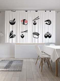 Шторы JoyArty с фотопечатью "Выбор японских блюд" из сатена, 290х180 см