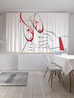 Шторы JoyArty с фотопечатью "Брызги вина" из сатена, 290х180 см