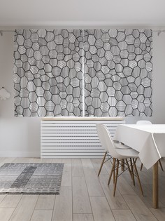 Шторы JoyArty с фотопечатью "Абстрактные полосатые соты" из сатена, 290х180 см
