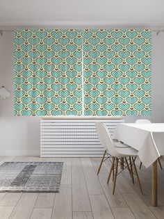 Шторы JoyArty с фотопечатью "Сердца в клетку" из сатена, 290х180 см