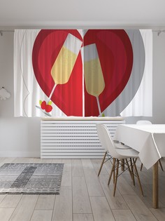 Шторы JoyArty с фотопечатью "Бокалы вина" из сатена, 290х180 см