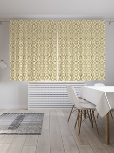 Шторы JoyArty с фотопечатью "Ромбы из золота" из сатена, 290х180 см
