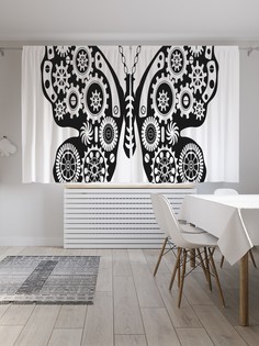 Шторы JoyArty с фотопечатью "Механическая бабочка" из сатена, 290х180 см