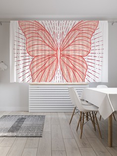 Шторы JoyArty с фотопечатью "Абрис бабочки" из сатена, 290х180 см