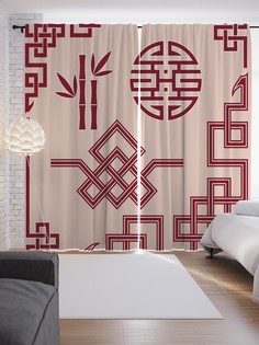 Шторы JoyArty с фотопечатью "Японская геометрия" из сатена, 290х265 см