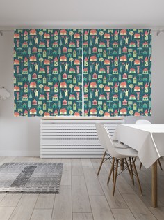 Шторы JoyArty с фотопечатью "Замки и домик" из сатена, 290х180 см
