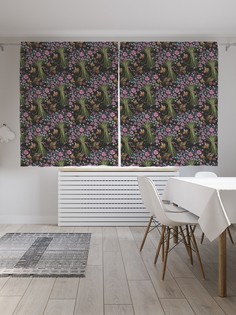 Шторы JoyArty с фотопечатью "Нежные букеты с бабочками" из сатена, 290х180 см