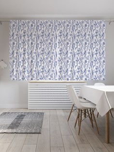 Шторы JoyArty с фотопечатью "Первоцветы в графике" из сатена, 290х180 см