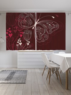 Шторы JoyArty с фотопечатью "Контурная бабочка" из сатена, 290х180 см