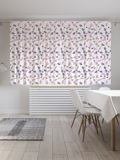 Шторы JoyArty с фотопечатью "Бабочки и васильки" из сатена, 290х180 см