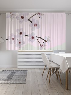 Шторы JoyArty с фотопечатью "Японская ветка" из сатена, 290х180 см