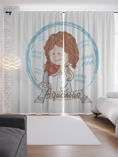 Шторы JoyArty с фотопечатью "Водолей с кувшином" из сатена, 290х265 см