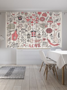 Шторы JoyArty с фотопечатью "Вино и бокалы" из сатена, 290х180 см
