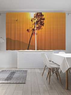 Классические шторы JoyArty "Скамья у моря", серия Oxford DeLux, 2 полотна 145x180 см